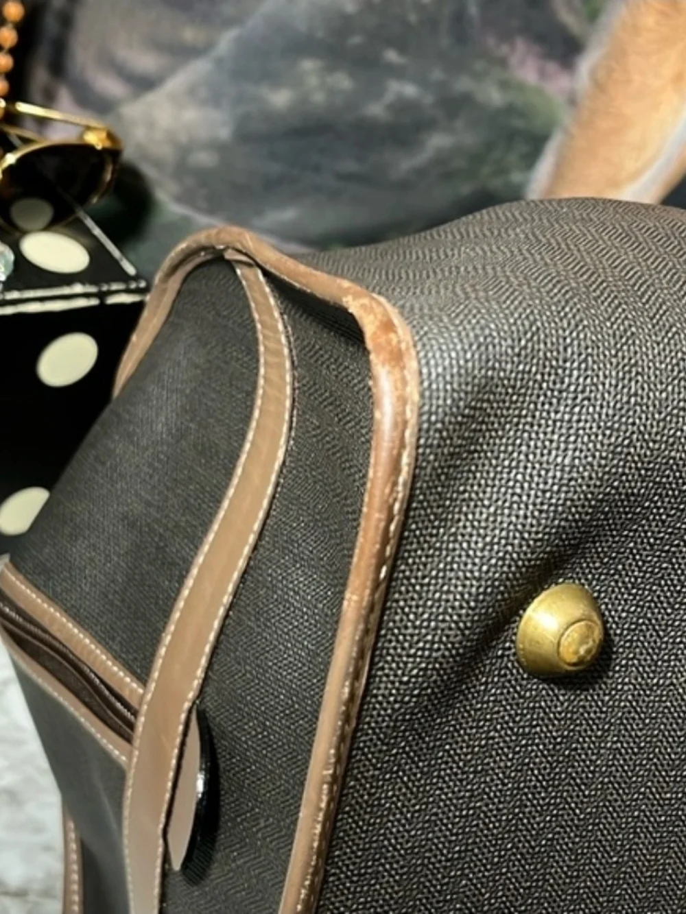 Dunhill Boston Bag Brown and Black with Leather Trim